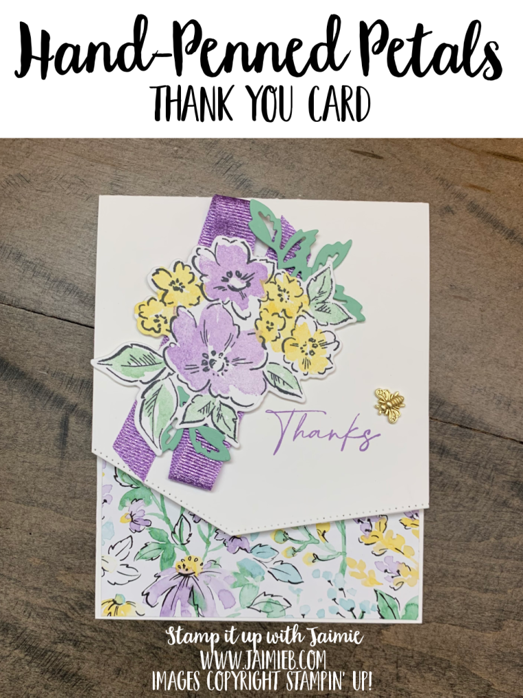 Stampin Up Hand-Penned petals thank you card